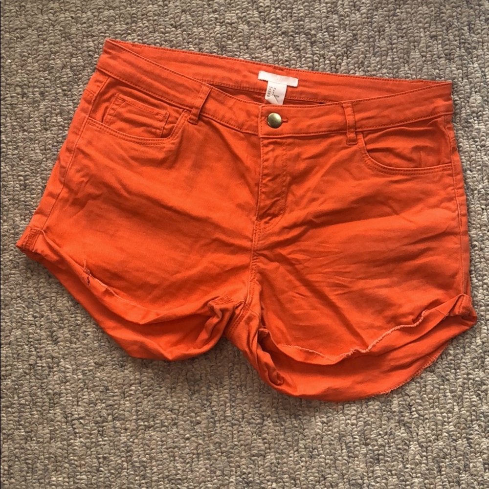 Orange h&m denim shorts